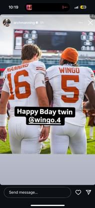 Arch Manning's birthday wish to Ryan Wingo